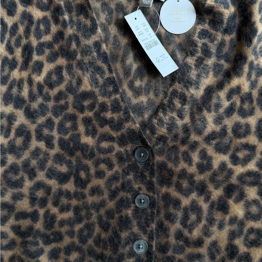 J.Crew 100% Cashmere Leopard Print Cardigan NWT | Size Small - Picture 5 of 5